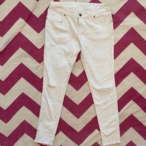 Anine Bing Distressed White Jeans